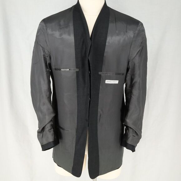 Arnold Brant Sport Coat Mens 43R Wool Cashmere Charcoal Gray Plaid Jacket - Picture 14 of 16